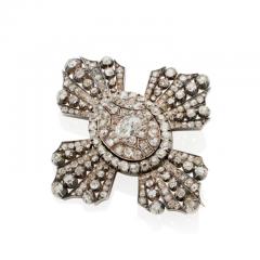 Old Mine cut Diamond Cross Brooch - 3299376