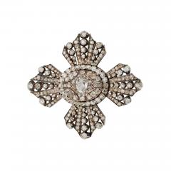 Old Mine cut Diamond Cross Brooch - 3302461