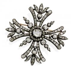 Old Mine cut Diamond Maltese Cross Brooch - 3299369