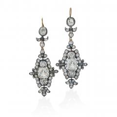 Old Mine cut Diamond Pendant Earrings - 2852874