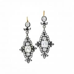 Old Mine cut Diamond Pendant Earrings - 2853921