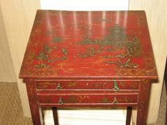 Old Red Lacquered Table with Chinoiserie Decoration - 2357221
