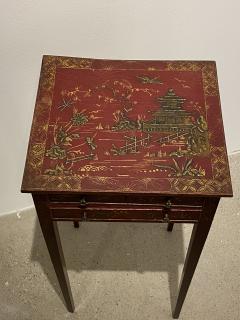 Old Red Lacquered Table with Chinoiserie Decoration - 2357225