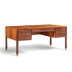 Ole Wancher Ole Wanscher for AJ Iversen Mid Century Danish Rosewood and Brass Desk - 4776705