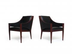 Ole Wanscher Mahogany Leather Lounge Chairs c 1948 Denmark - 2760894