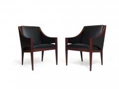 Ole Wanscher Mahogany Leather Lounge Chairs c 1948 Denmark - 2760895