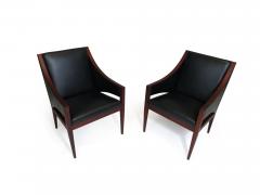 Ole Wanscher Mahogany Leather Lounge Chairs c 1948 Denmark - 2760896