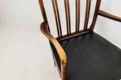 Ole Wanscher Midcentury Armchair Ole Wanscher for Fritz Hansen Stained Beech and Leather - 2265009