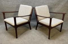 Ole Wanscher PAIR OF VINTAGE DANISH MID CENTURY MODERN MAHOGANY LOUNGE CHAIR PJ112  - 3260372