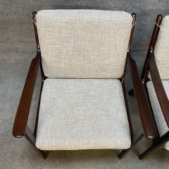 Ole Wanscher PAIR OF VINTAGE DANISH MID CENTURY MODERN MAHOGANY LOUNGE CHAIR PJ112  - 3260374