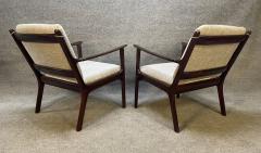 Ole Wanscher PAIR OF VINTAGE DANISH MID CENTURY MODERN MAHOGANY LOUNGE CHAIR PJ112  - 3260421