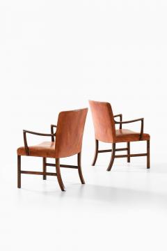 Ole Wanscher Pair of Armchairs in Leather and Rosewood by Ole Wanscher 1950s - 4744235