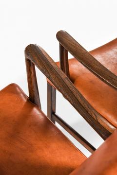 Ole Wanscher Pair of Armchairs in Leather and Rosewood by Ole Wanscher 1950s - 4744238