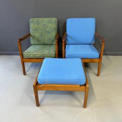 Ole Wanscher Pair of Danish Teak Easy Chair by Ole Wanscher 1950s with Ottoman Mid Century - 2984979