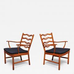 Ole Wanscher Pair of Ole Wanscher Armchairs Model 1755 Fritz Hansen Denmark 1940s - 4334692