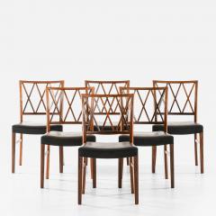 Ole Wanscher Set of 6 Dining Chairs in Leather and Rosewood by Ole Wanscher 1950s - 4688875