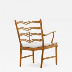 Ole Wanscher Walnut Armchair Model 1755 by Ole Wanscher With Boucl Cushion Denmark 1940s - 1003244