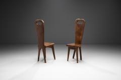 Olive Wood Sculptural High Back French Chairs France 1970s - 3180082