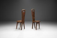 Olive Wood Sculptural High Back French Chairs France 1970s - 3180083