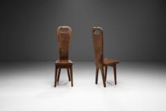 Olive Wood Sculptural High Back French Chairs France 1970s - 3180084