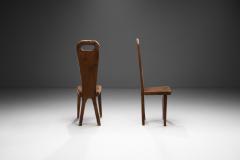 Olive Wood Sculptural High Back French Chairs France 1970s - 3180085
