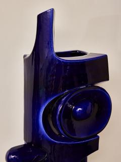 Olivia Cognet Pair of Sculptural Cobalt Blue Glazed Ceramic Wall Sconces by Olivia Cognet - 4693791