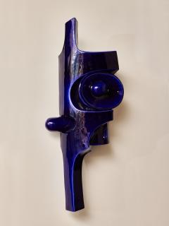Olivia Cognet Pair of Sculptural Cobalt Blue Glazed Ceramic Wall Sconces by Olivia Cognet - 4693797