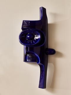 Olivia Cognet Pair of Sculptural Cobalt Blue Glazed Ceramic Wall Sconces by Olivia Cognet - 4693814