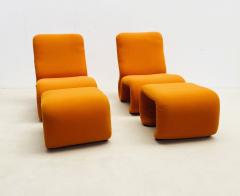 Olivier Mourgue 1970s Orange Lounge Chair Ottoman by Olivier Mourgue - 2521779