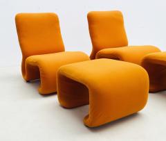 Olivier Mourgue 1970s Orange Lounge Chair Ottoman by Olivier Mourgue - 2521780