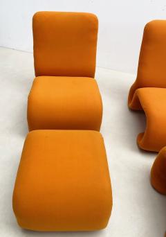 Olivier Mourgue 1970s Orange Lounge Chair Ottoman by Olivier Mourgue - 2521781