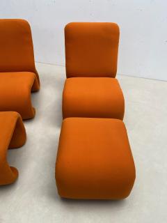 Olivier Mourgue 1970s Orange Lounge Chair Ottoman by Olivier Mourgue - 2521783