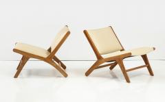 Olivier de Schrijver Olivier De Schrijver Pair of Oak and Leather Chairs Signed Numbered - 3432206