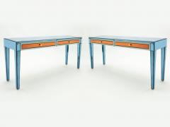 Olivier de Schrijver Olivier de Schrijver signed pair of large mirrored console tables 1990s - 2295424