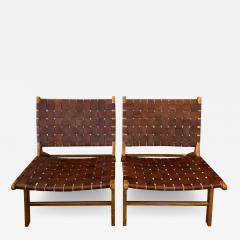 Olivier de Schrijver Pair of Leather and Wood Chairs Designed by Olivier De Schrijver - 2899074