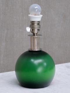Olof Heijke Table Lamp by Olof Heijke Green Lacquered Wood and Nickel Sweden circa 1930s - 4468972