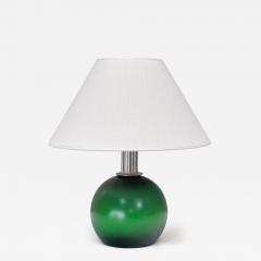 Olof Heijke Table Lamp by Olof Heijke Green Lacquered Wood and Nickel Sweden circa 1930s - 4469267