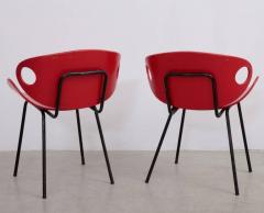 Olof Kettunen Rare Pair of Red Olof Kettunen Chairs for Merivaara Finland 1950s - 542783