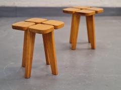 Olof Ottelin Pair of Olof Ottelin Rauni Peippo Apila Clover Stools for Stockmann 1960s - 3990896