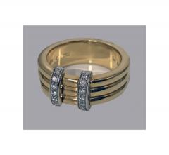 Omega 18K Yellow Gold Three Band Ring French Marks - 480603