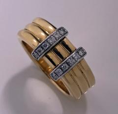 Omega 18K Yellow Gold Three Band Ring French Marks - 480605