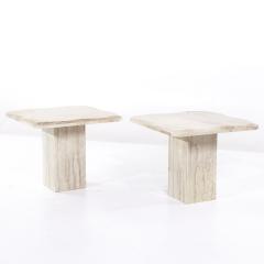 Onda Mid Century Beveled Marble Side Tables Pair - 3901275