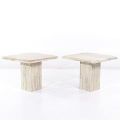 Onda Mid Century Beveled Marble Side Tables Pair - 3901276