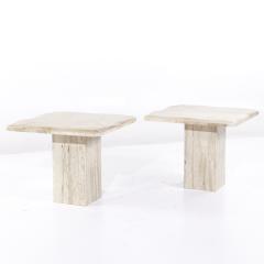 Onda Mid Century Beveled Marble Side Tables Pair - 3901277