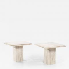 Onda Mid Century Beveled Marble Side Tables Pair - 3907709