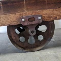 One Antique Wood Iron Industrial Rolling Cart - 2695653