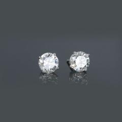 One Pair of Round Diamond Ear Studs 1 52 carat cttw containing 1 54 carat H VS2 - 4084608