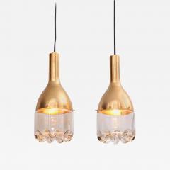 One of Seven of 1960s Pendant Lamps in Brass and Glass - 561032