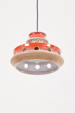 One of Six Ceramic Pendant Lamp with Lava Glaze Germany 1970s - 935167