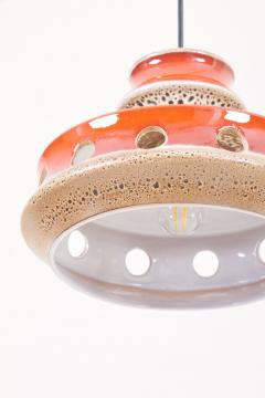One of Six Ceramic Pendant Lamp with Lava Glaze Germany 1970s - 935168